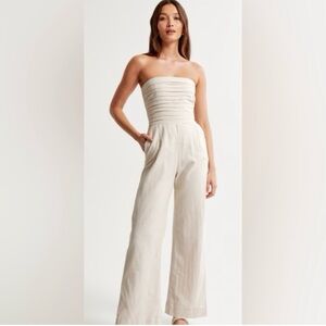 Abercrombie & Fitch Emerson Ruched Strapless Jumpsuit